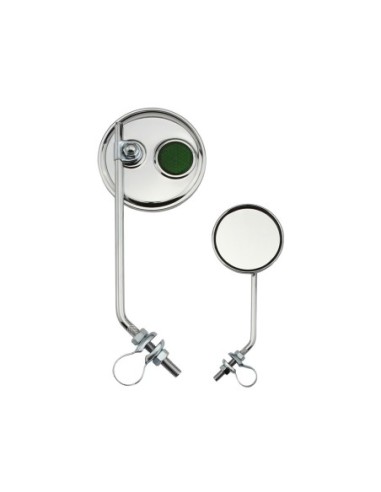 Round Mirror Chrome Green Reflectors.
